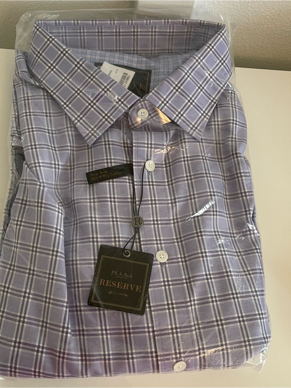 Men’s Jos A Bank Reserve Dress Button Down Shirt 2x Purple Violet Check